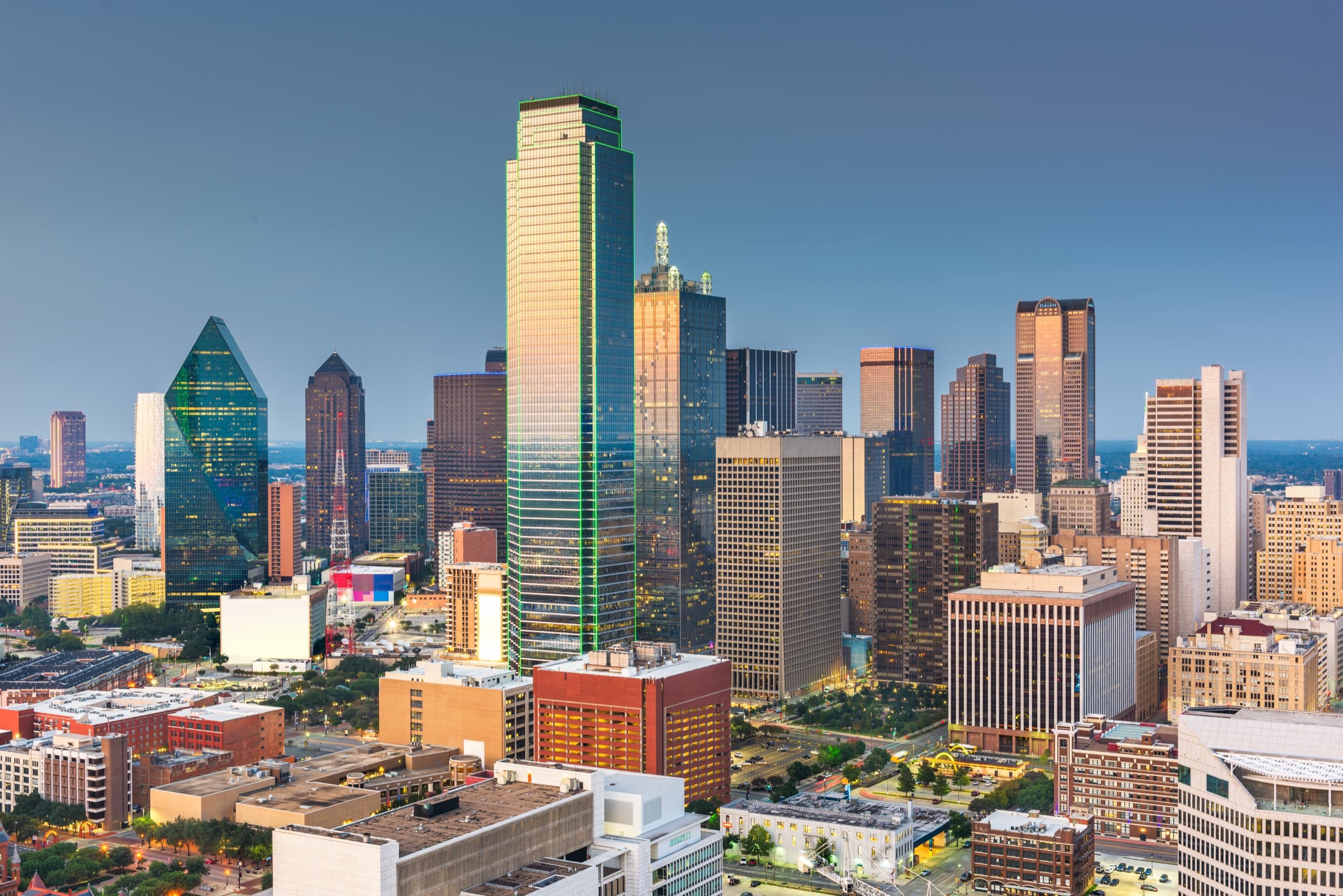 Dallas Texas skyline at twilight
