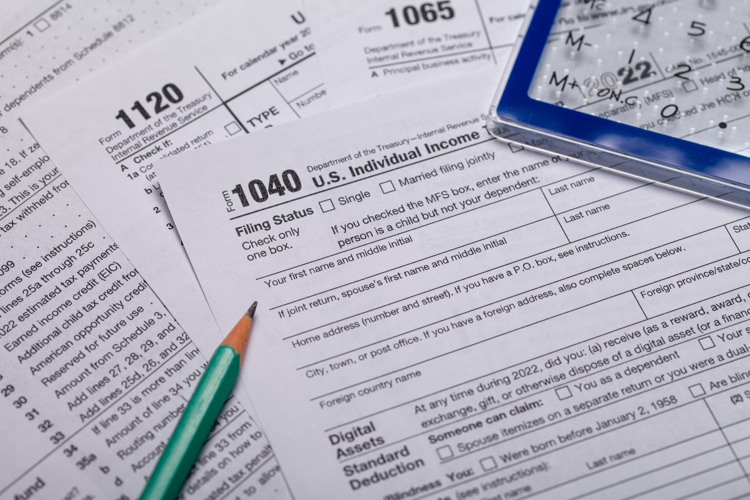Income tax documents with filing instructions