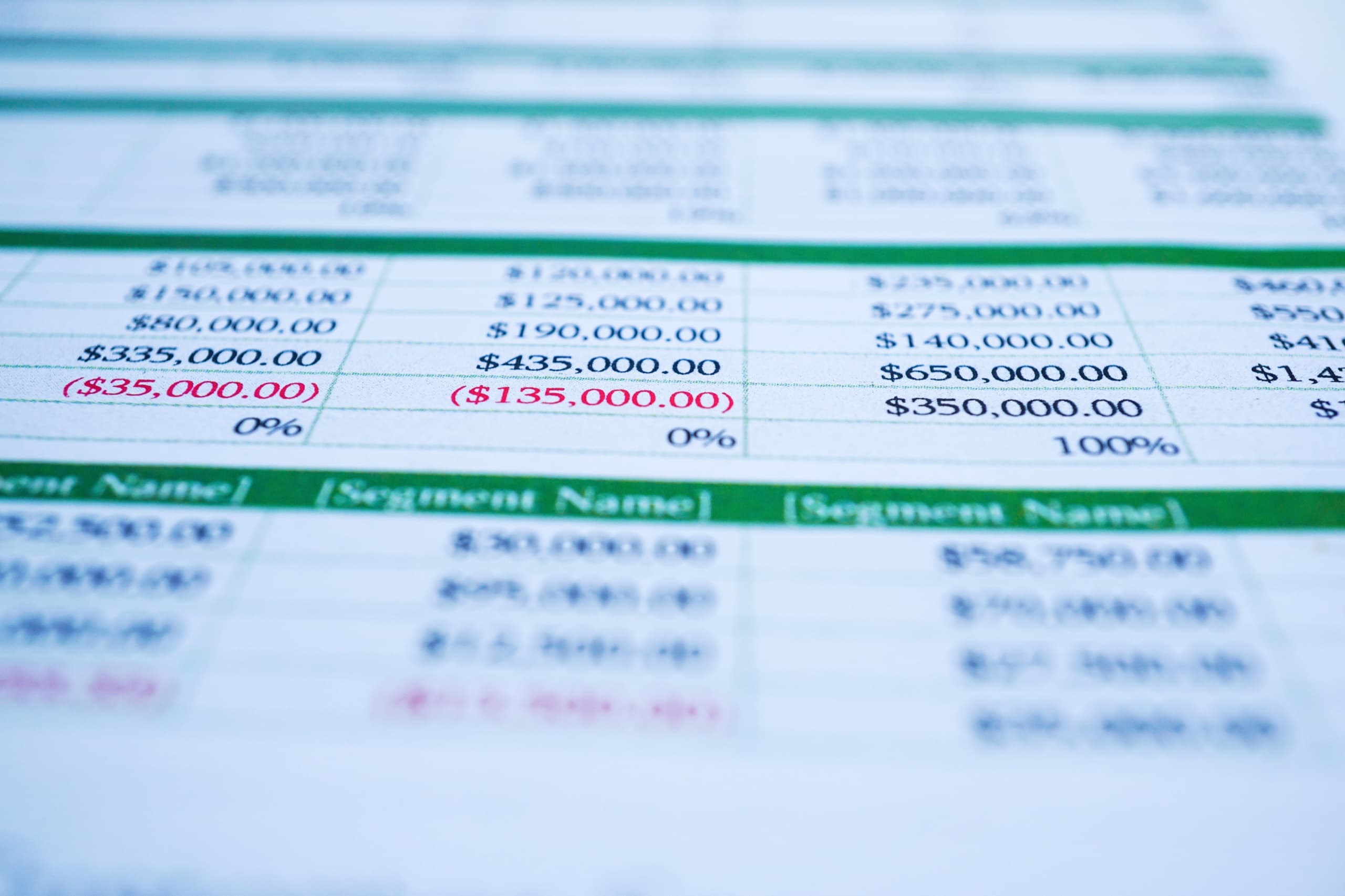 Spreadsheet with calculations and pencil